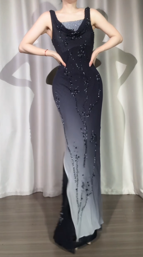 Glam Straps Sheath Chiffon Long Evening Dress White Prom Dress DP06112