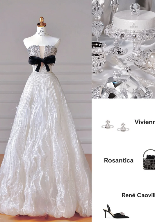 Schlichtes trägerloses weißes Hochzeitskleid aus Tüll, A-Linien-Brautkleid DP06121