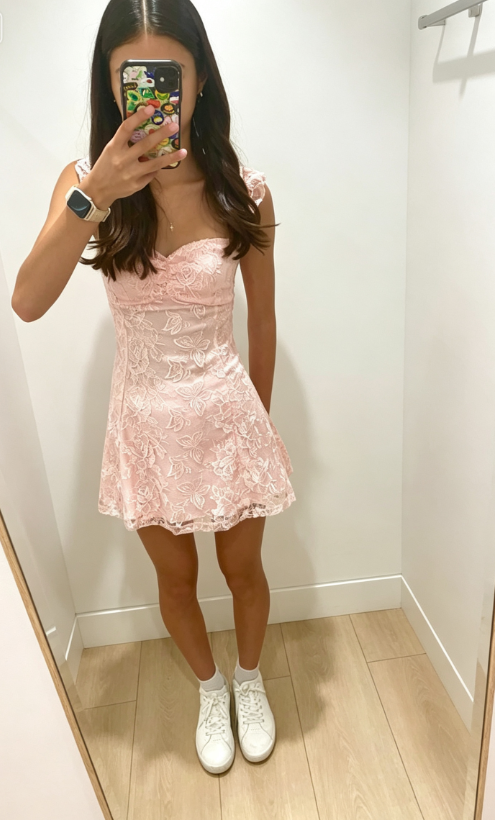 Fashion Strapless Birthday Dress Tulle Applique Sheath Party Dress Pink Hoco Dress DP06128