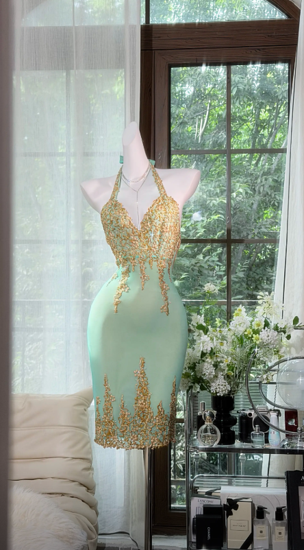 Robe Anniversaire Chic Dos Nu Robe de Soirée Fourreau en Mousseline Robe de Soirée Verte DP06131