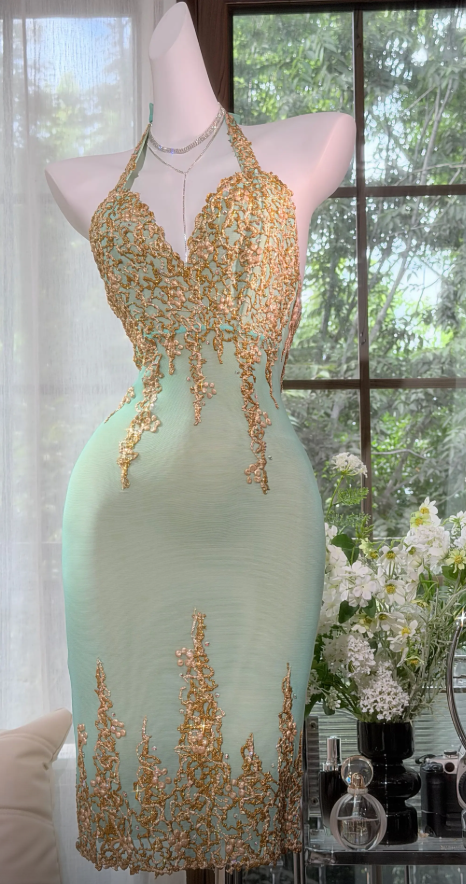 Robe Anniversaire Chic Dos Nu Robe de Soirée Fourreau en Mousseline Robe de Soirée Verte DP06131