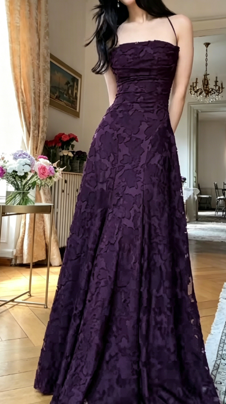 Élégante Robe de Soirée Longue Lavande en Dentelle Fourreau Formelle DP06134