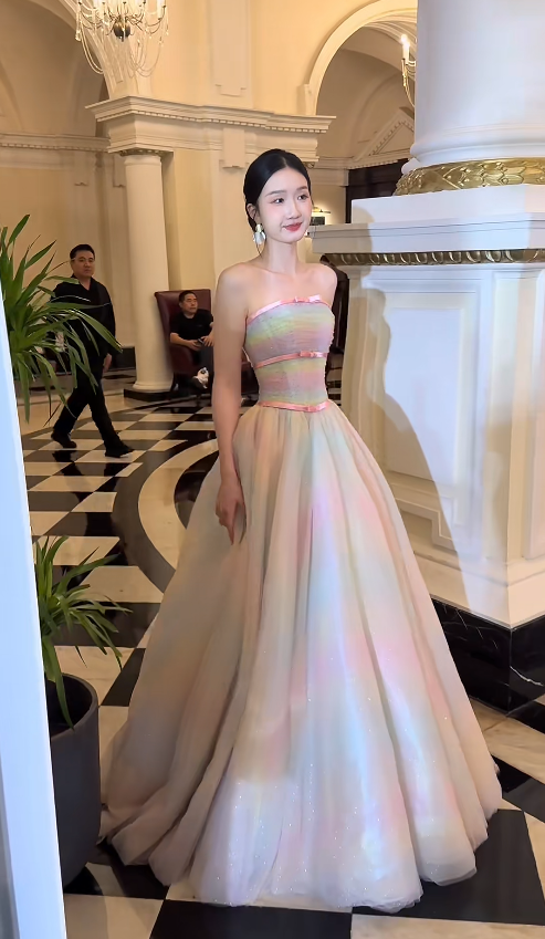 Chic Colorful Long Evening Dress Tulle A-Line Formal Dress DP06145