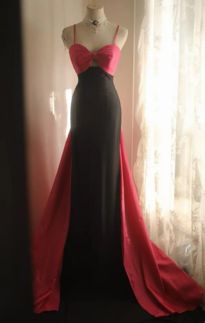 Élégante robe longue de soirée noire en mousseline fourreau robe de cérémonie DP06146