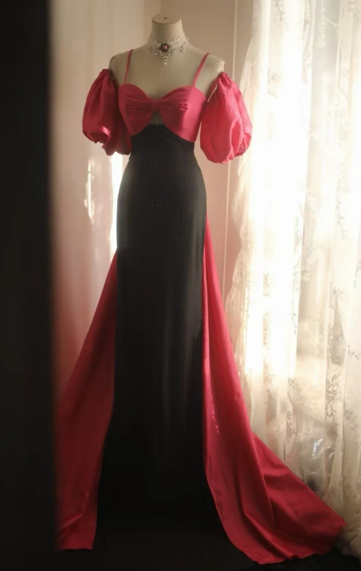 Élégante robe longue de soirée noire en mousseline fourreau robe de cérémonie DP06146