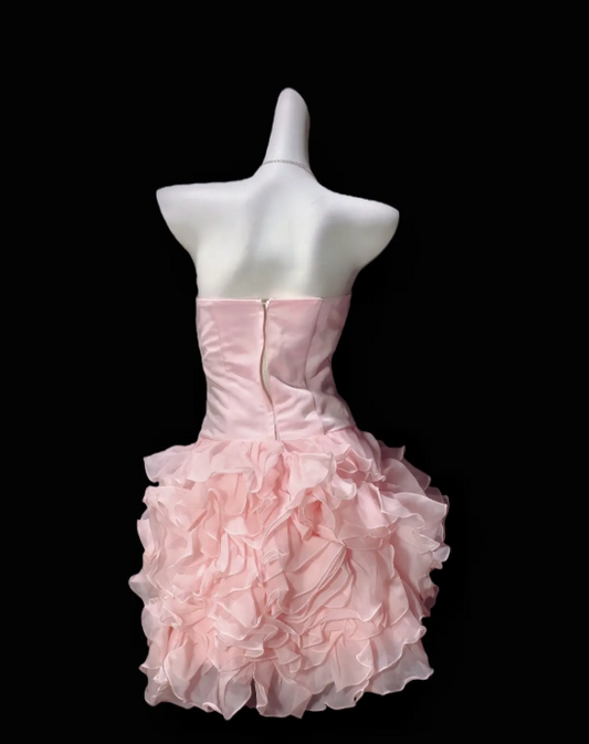 Mode Pink Hoco Kleid Trägerloses Chiffonkleid für Partys Eng Anliegendes Geburtstagskleid DP06152