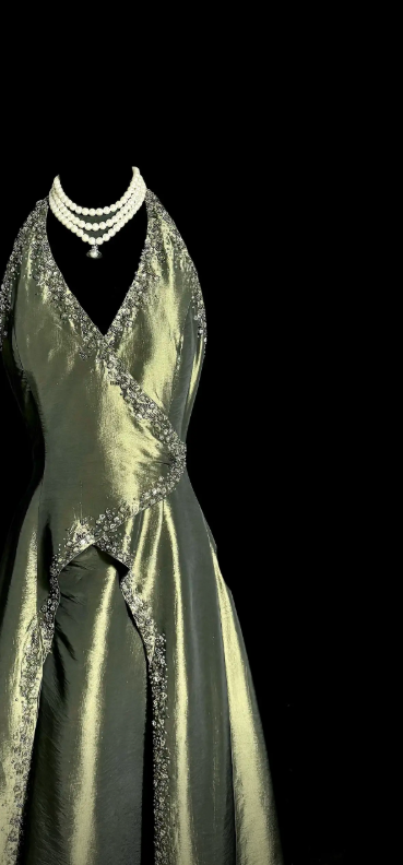 Robe de Soirée Chic Vert Fourreau Col V pour Fête Satin DP06169