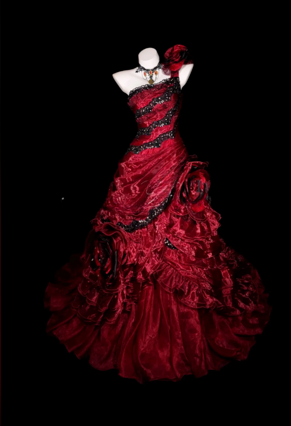 Märchenhaftes trägerloses Tüll-Ballkleid Quinceanera-Kleid Applikation Burgunderrot Sweet 16 Kleid DP06202