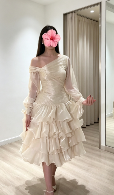 Fashion Champagner Hoco Kleid Tüll Geburtstagskleid Chiffon Partykleid DP06225