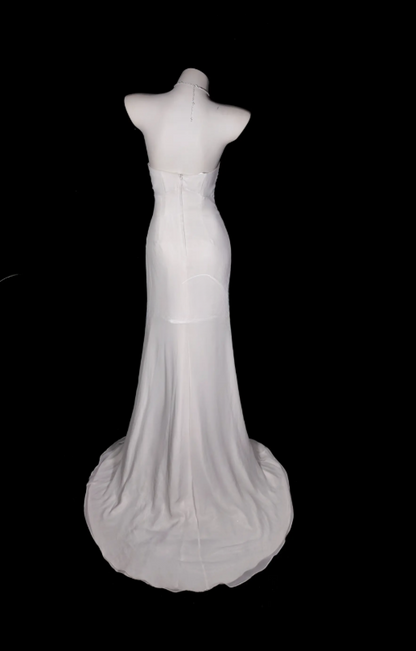Chic White Evening Dress Sweetheart Sheath Prom Dress Chiffon Formal Dress  DP06245
