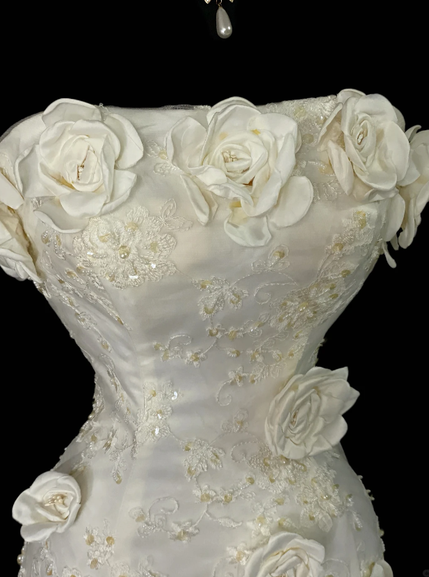 Robe de Soirée Chic Blanche sans Bretelles Trapèze Robe de Bal en Satin Robe de Cérémonie DP06247