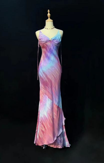 Chic Chiffon Evening Dress Straps Sheath Prom Dress DP06249