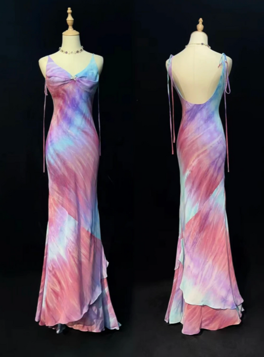 Robe de Soirée Chic en Chiffon à Bretelles Fourreau pour Bal de Promo DP06249