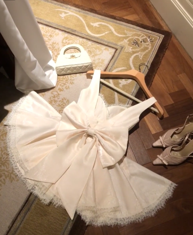 Cute White Short Prom Dress A-Line Birthday Dress Lace Satin Hoco Dress DP06261