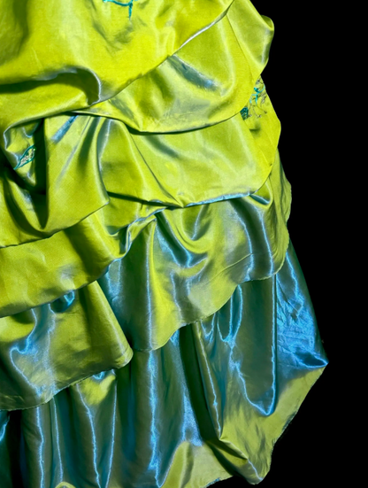 Chic One-shoulder A-Line Satin Long Evening Dress Green Prom Dress DP06288