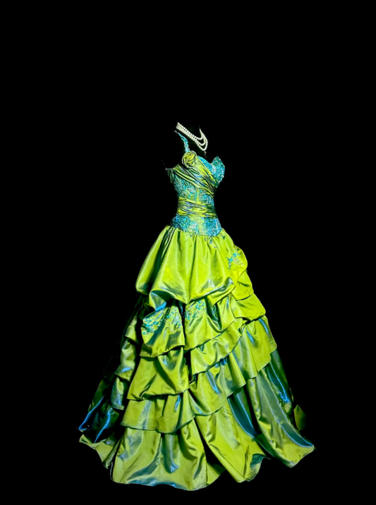 Chic Robe de Soirée Longue en Satin A-Line Asymétrique Vert Robe de Bal DP06288