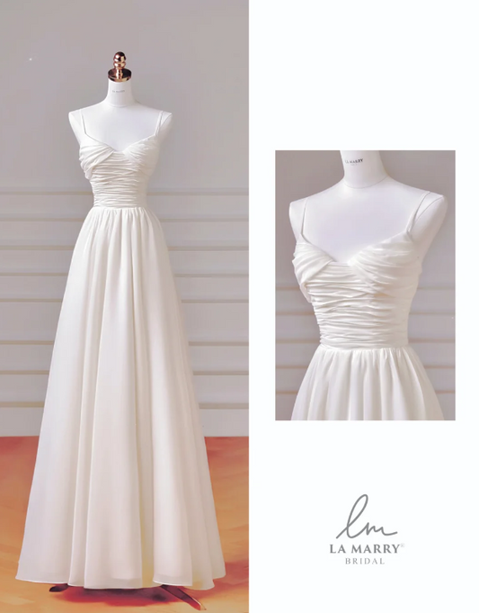 Trägerloses A-Linien Etui Brautkleid Weißes Brautkleid Chiffon Brautkleid DP06297