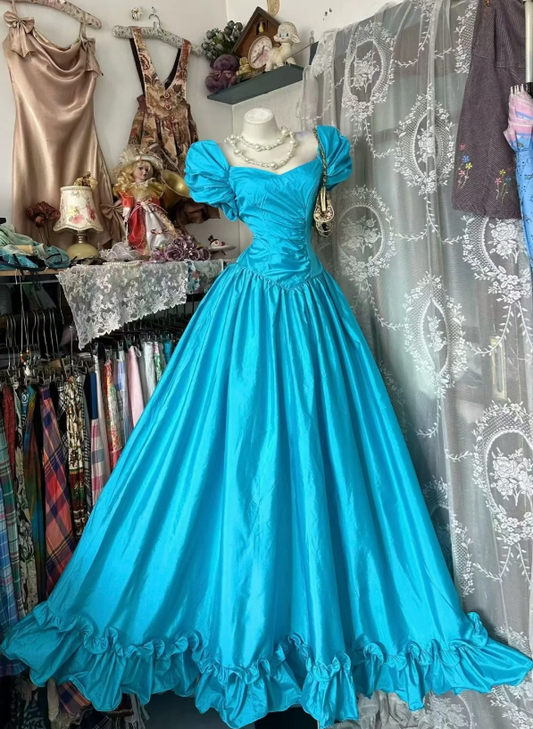 Glamouröses blaues Ballkleid, Etuikleid für Partys, Satiniertes Abendkleid DP06316