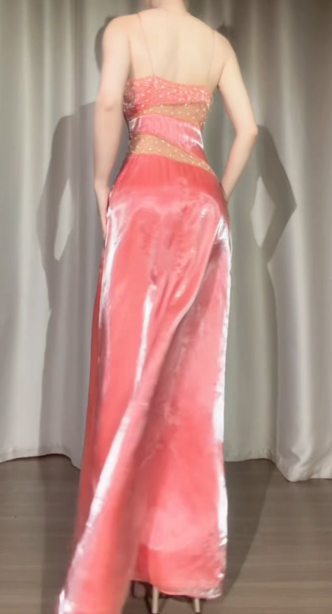 Glam Peach Abschlussballkleid Etuikleid für Party Satin Abendkleid DP06319