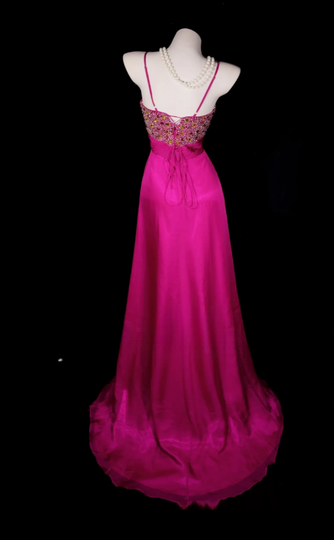 Glam Pink Prom Dress Sheath Dress for Party Satin Evening Dress DP06331