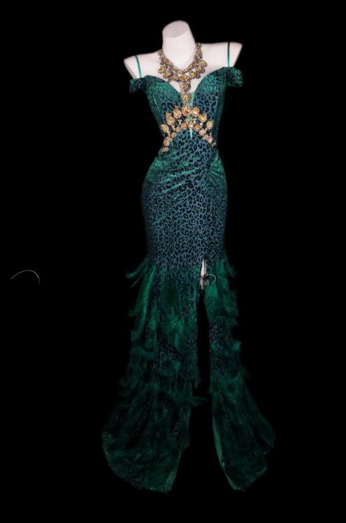 Robe de bal fourreau Glam Jade pour soirée en satin DP06332