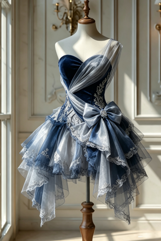 Modisches marineblaues Geburtstags-A-Linien-Kleid ärmellos Hoco-Kleid Tüll-Partykleid DP06357