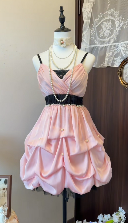 Gorgeous Pink Birthday Dress A-Line Sleeveless Hoco Dress Satin Party Dress DP06365