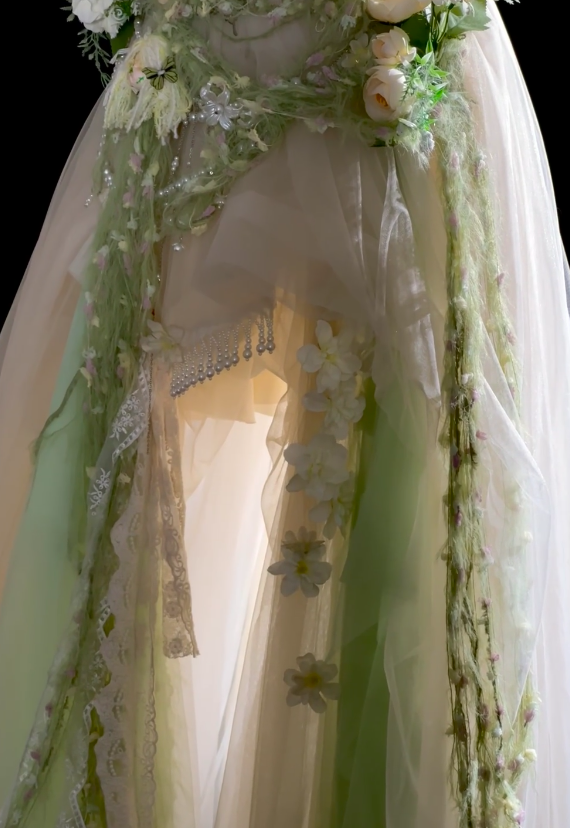 Elegant Green Evening Dress Straps A-Line Tulle Prom Dress DP06373