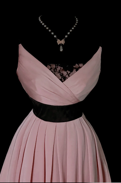 Elegant Pink Short Prom Dress Sweetheart A-Line Hoco Dress Satin Birthday Dress DP06390