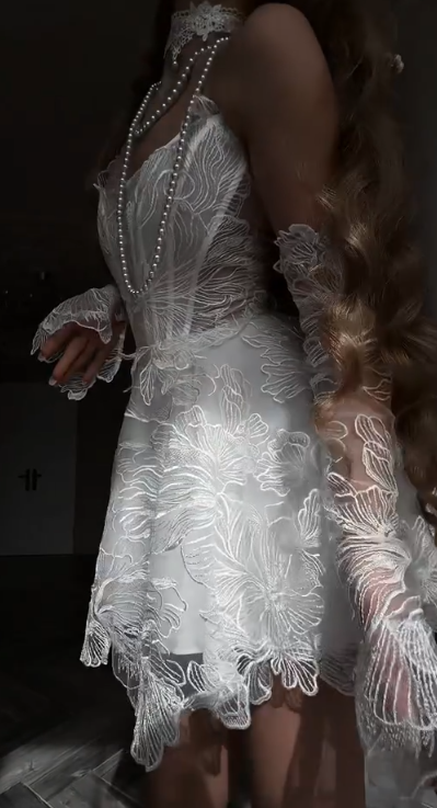 Sexy White Short Prom Dress Strapless A-Line Hoco Dress Applique Tulle Birthday Dress DP06396