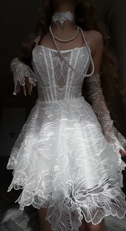 Robe de bal courte blanche sexy, bustier, coupe trapèze, robe de soirée étudiante, tulle appliqué, robe d'anniversaire DP06396