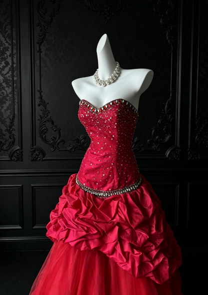 Gorgeous Red Prom Dress Sweetheart A-Line Satin Long Evening Dress DP06403