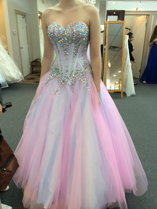 Wunderschönes, farbenfrohes Ballkleid Sweetheart A-Linie Tüll Langes Abendkleid DP06406