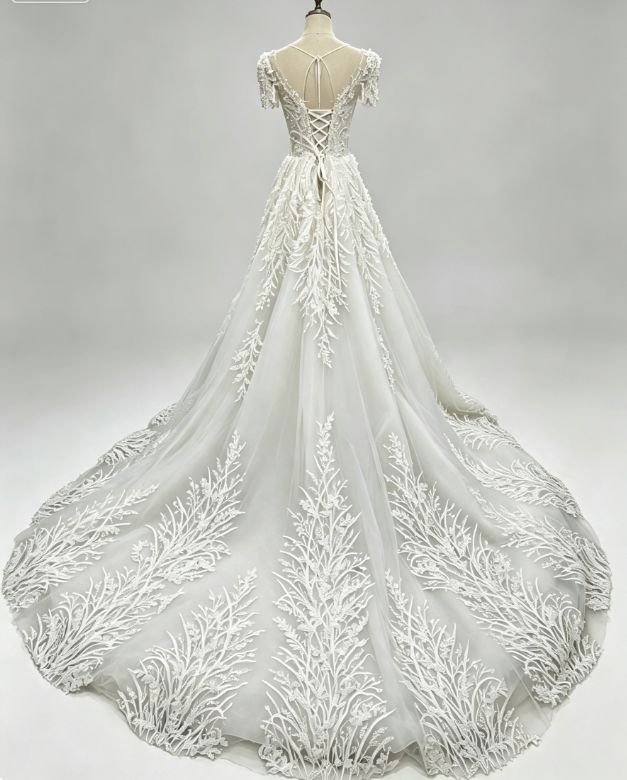 Simple V-neck A-Line Wedding Dress Tulle Bridal Dress White Sleeveless Bridal Gown DP06414