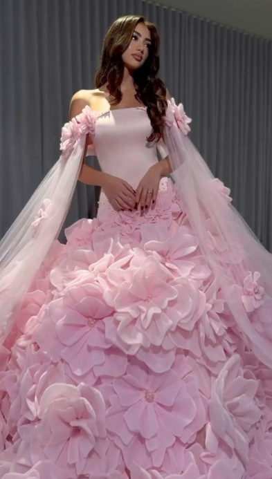 Elegantes pinkfarbenes Ballkleid A-Linie Satin Langes Abendkleid DP06456