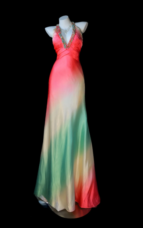Elegantes rosa Ballkleid, V-Ausschnitt, Etui-Schnitt, Satin, langes Abendkleid DP06461