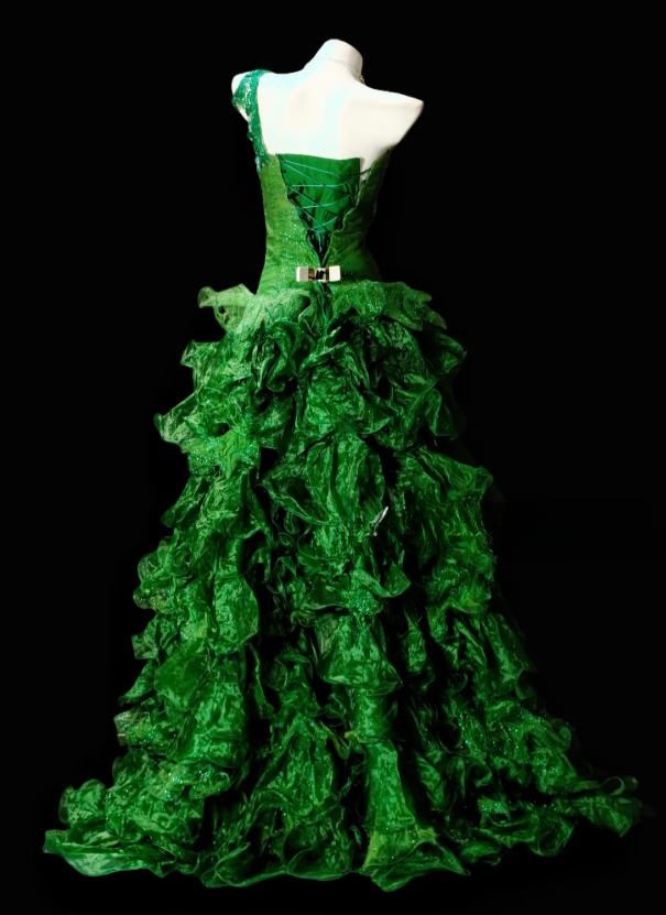 Elegant Green Prom Dress One-shoulder A-Line Tulle Long Evening Dress DP06470