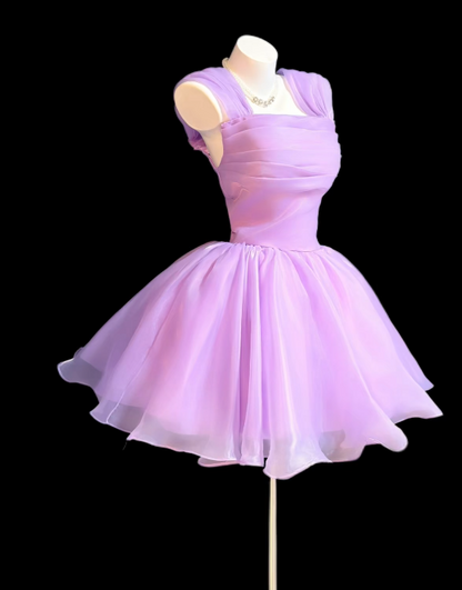 Chic Lilac Short Homecoming Dress  A-Line Prom Dress Chiffon Birthday Dress DP06500