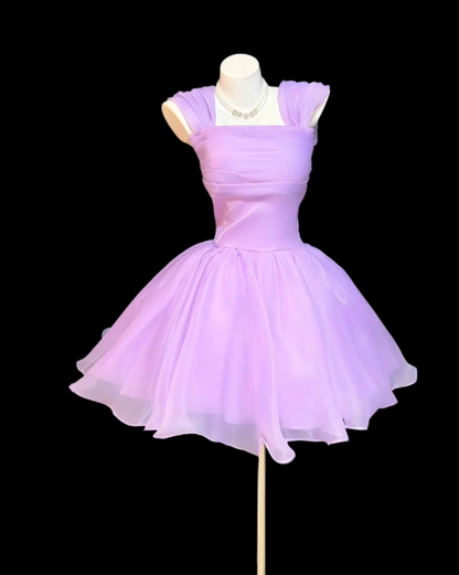 Chic Lilac Short Homecoming Dress  A-Line Prom Dress Chiffon Birthday Dress DP06500