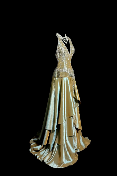 Chic Green Prom Dress Sheath Satin Long Evening Dress DP06505