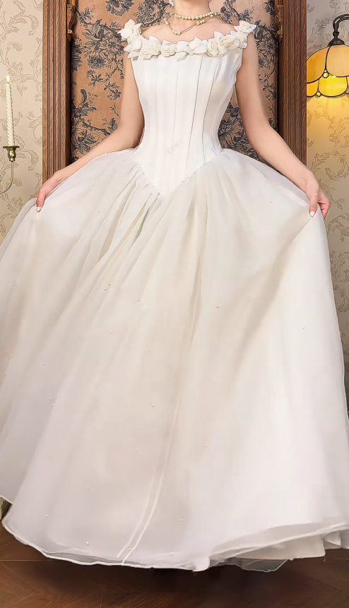 Timeless A-Line White Satin Wedding Dress for Bride DP06578