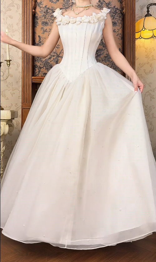 Timeless A-Line White Satin Wedding Dress for Bride DP06578
