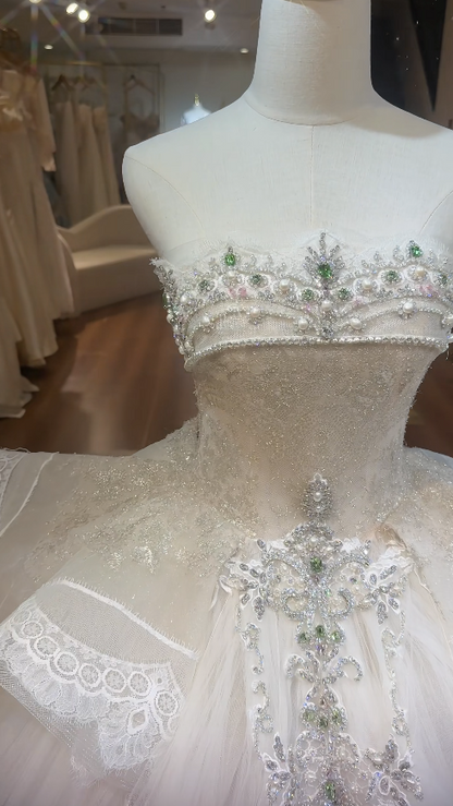Timeless A-Line White Tulle Wedding Dress for Bride DP06579