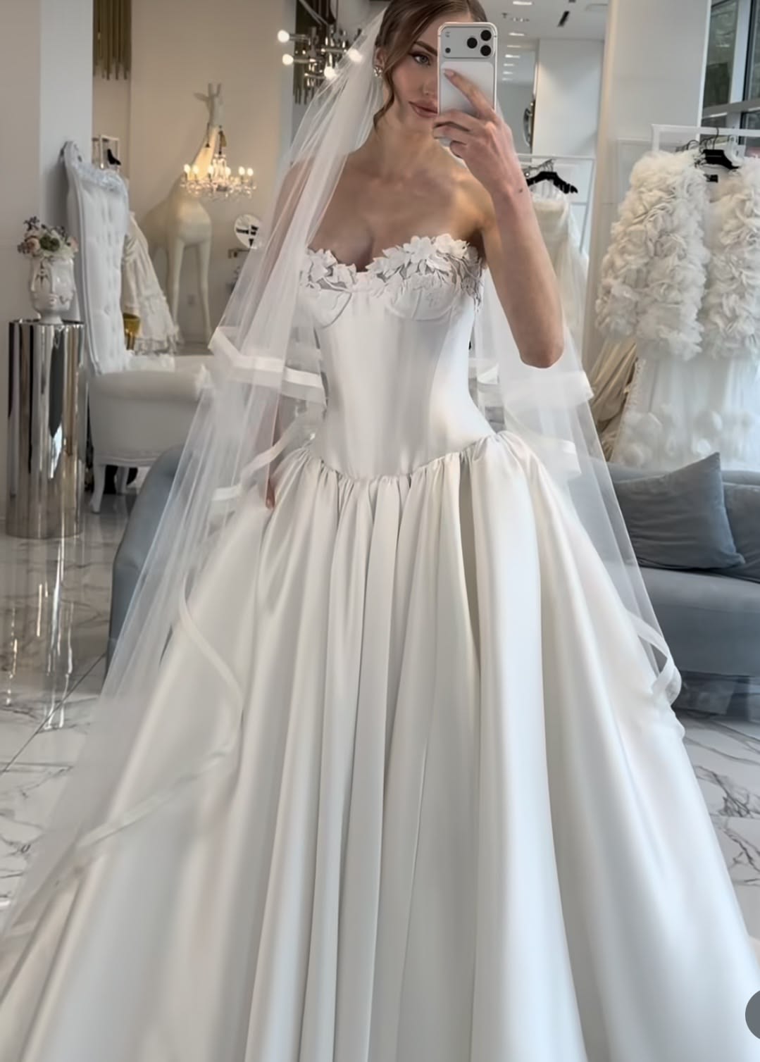 Timeless A-Line White Satin Wedding Dress for Bride DP06583