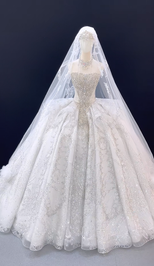 Timeless A-Line White Tulle Wedding Dress for Bride DP06587