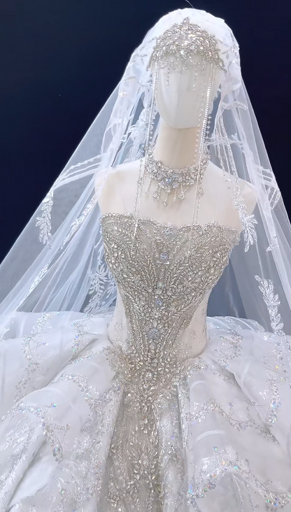 Timeless A-Line White Tulle Wedding Dress for Bride DP06587