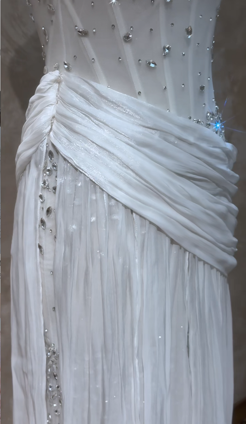 Timeless Sheath White Chiffon Wedding Dress for Bride DP06589