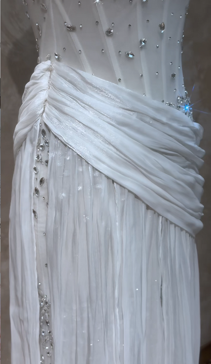 Timeless Sheath White Chiffon Wedding Dress for Bride DP06589