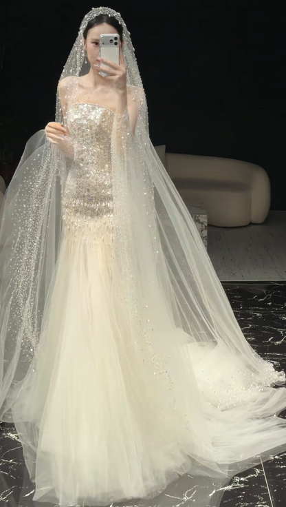 Timeless Sheath White Tulle Wedding Dress for Bride DP06590