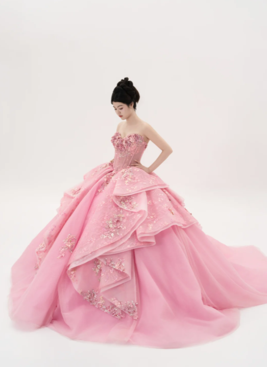 Fairy Ball Gown Tulle Quinceanera Dress Pink Sweet 16 Dress DP06597
